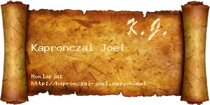 Kapronczai Joel névjegykártya